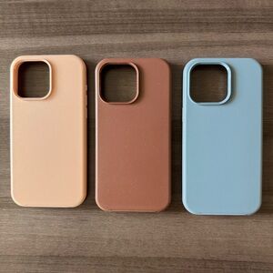 Otterbox iPhone 15 pro max cases - set of three, pink/brown/blue